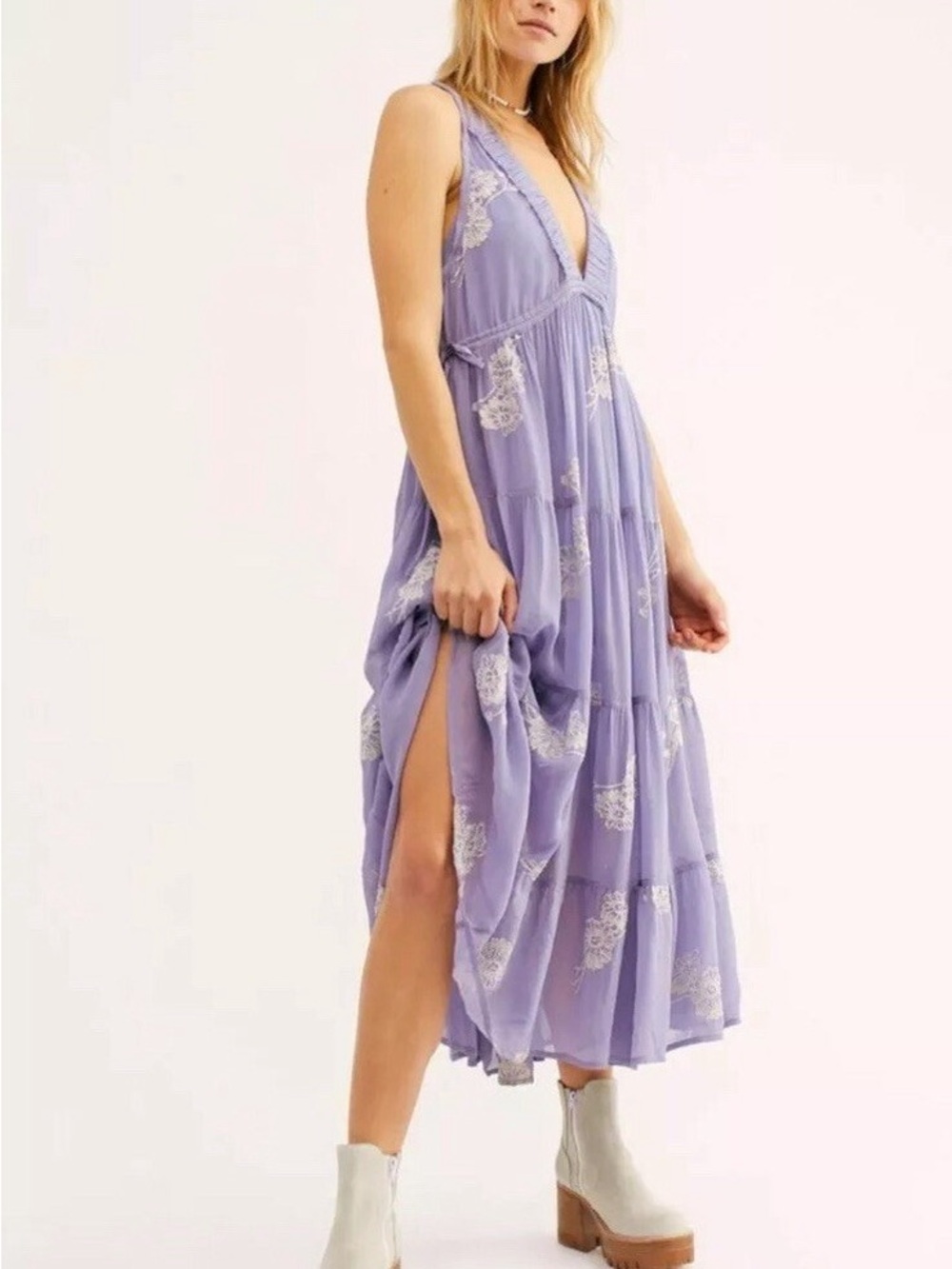 Free People Run Away With Me Embroidered Dress periwinkle